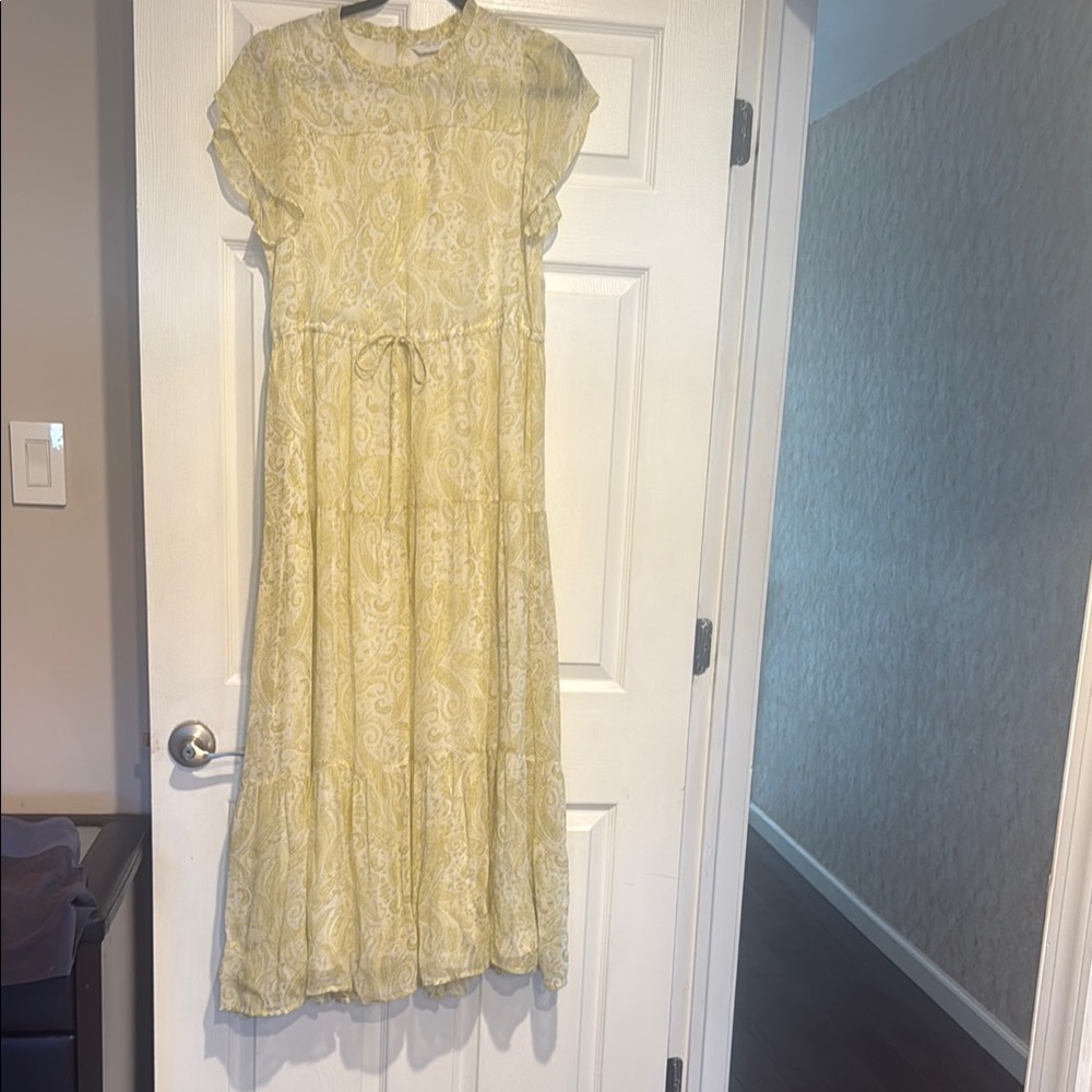 Lucky Brand Yellow Flutter Sleeve Maxi Sundress